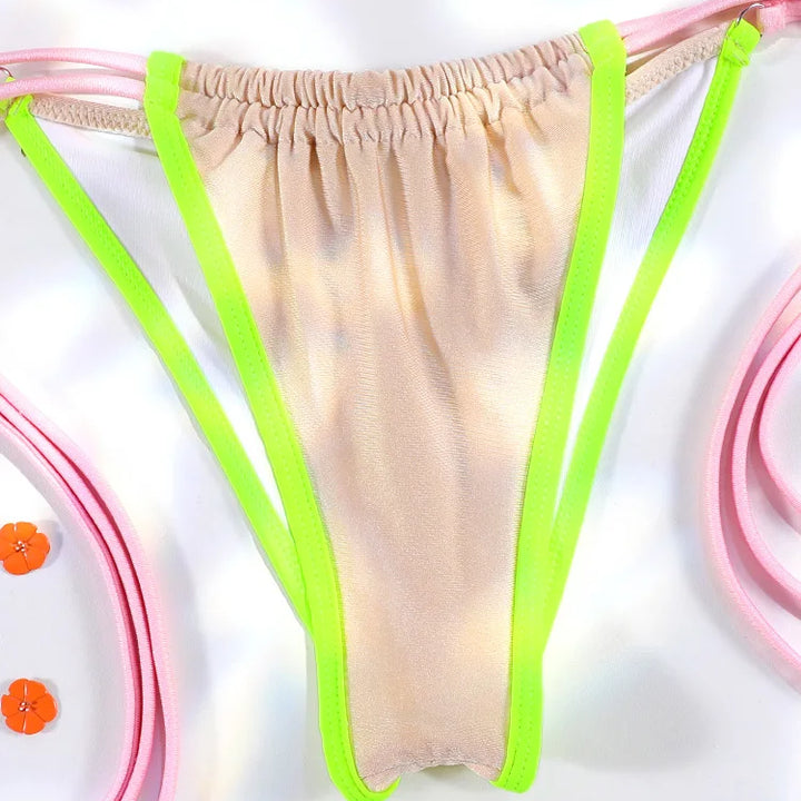 Rinabe Bandage Swimwear Swimsuit Women Triangle Bikinis Micro Thongs Bathing Suits Sexy Biquini Brazilian Beachwear
