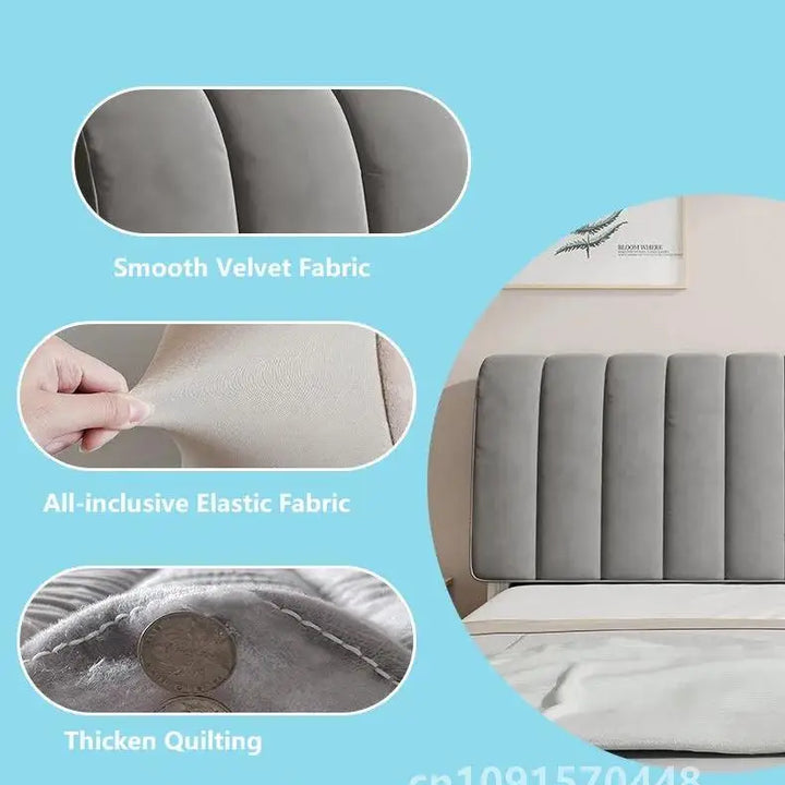 New Arrival High Grade Quilting Soft Plush Headboard Cover Solid Color Gray All-inclusive Soft Velvet Quilted Bed Head Cover
