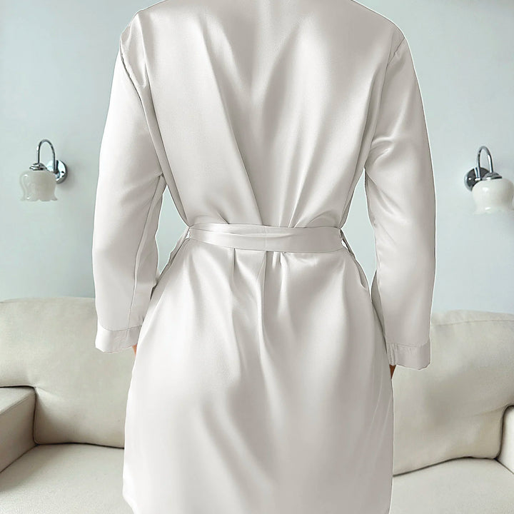 Pajamas women summer European and American ladies lace-up bathrobe sexy morning gown home dress can wear ice silk robe