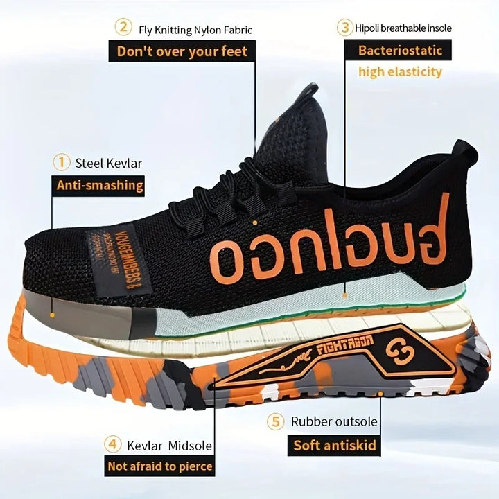 Protective Steel Toe Safety Shoes Men Anti-puncture Work Shoes Men Breathable Industrial Shoes Indestructible Work Safety Boots