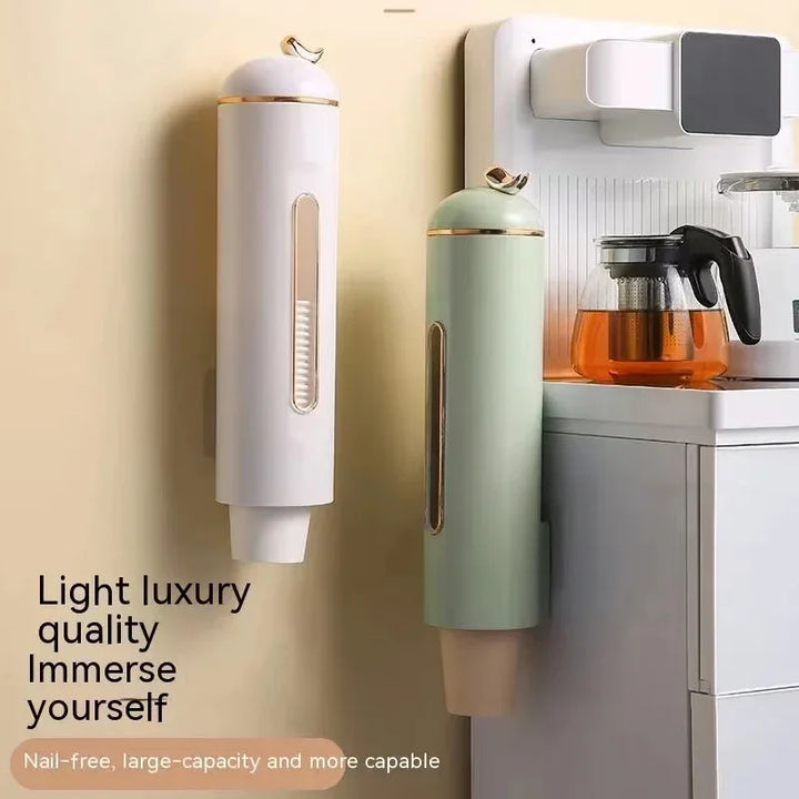 Disposable Plastic Cup Lightweight Single Cup Dispenser Mounted on Dustproof Paper Cup Container Simple Home Office Accessories