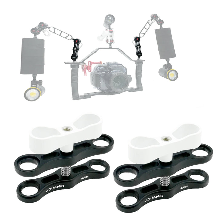 NiteScuba 2 Two Holes Clip Clamp Tripod Butterfly For Ball Head Mount Light Arm Bracket Connector Mount Adapter for Gopro Camera