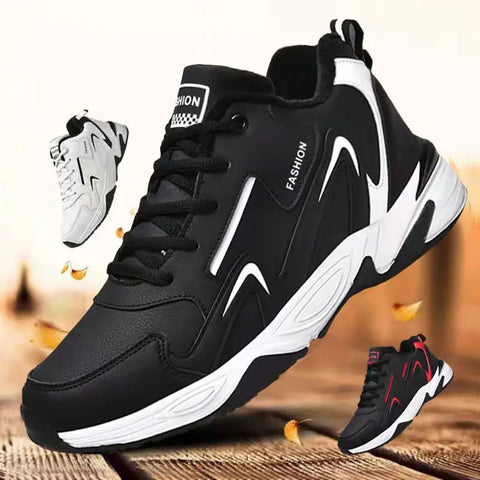 Winter Men Casual Shoes Fashion Leather Warm Fur Men Sneakers Handmade Breathable Men Moccasins Luxury Footwear Tennis Shoes