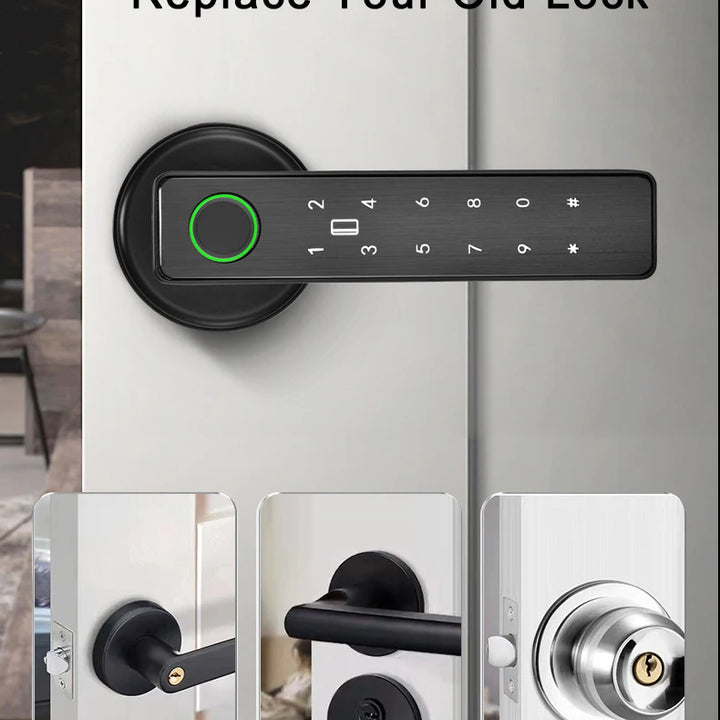 Tuya SmartLife APP WiFi Remote Control Smart Fingerprint Password RFID IC Card Lock Dead Bolt For Indoor Home Wooden Metal Door