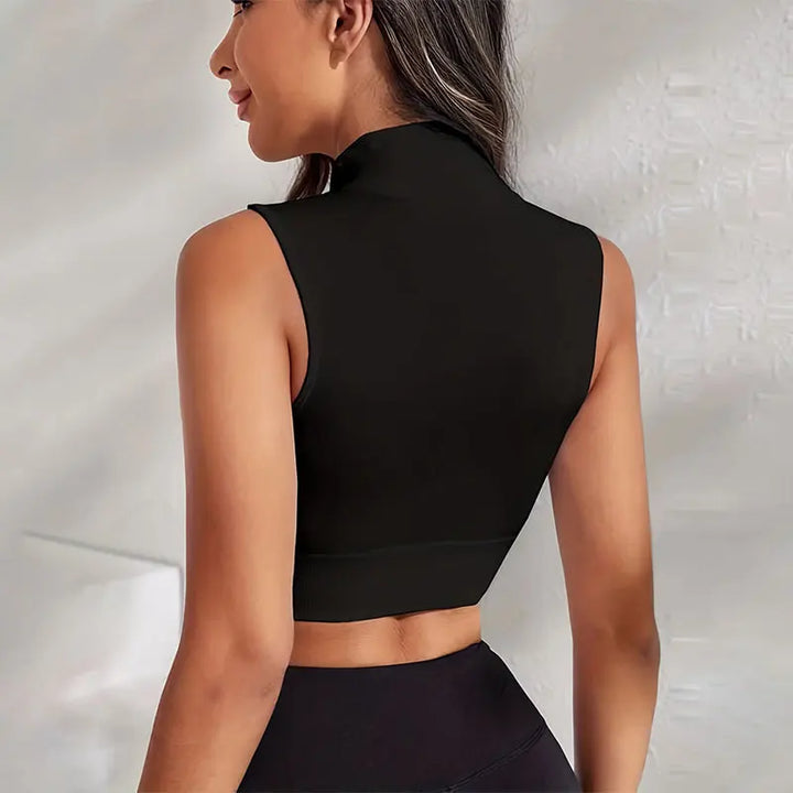 Seamless Tight Fitting Breathable Yoga Sports Zipper Vest Women's Outdoor Running Shockproof Sleeveless Sports Fitness Suit