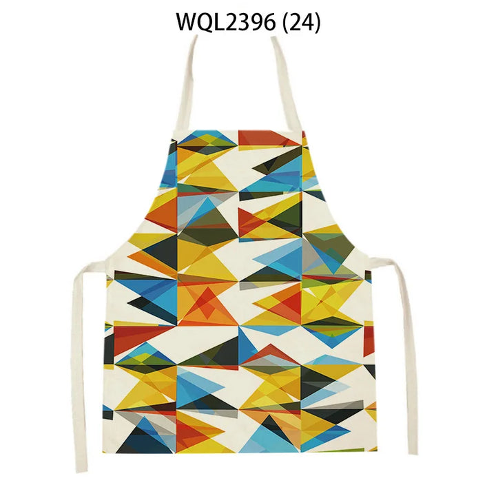 Irregular Geometric Linen Aprons for Women Sleeveless Smock Housework Home Apron Kitchen Baking Accessories Delantales