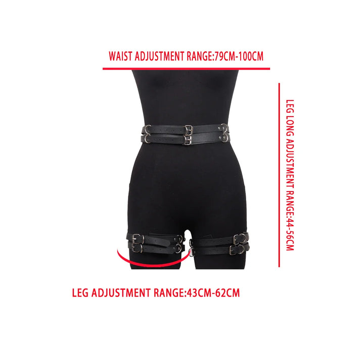 Pink Gothic Handmade PU Leather Harness Belts Fashion Faux Leather Cage Leg Waist Belt Body Strap Waist Belt Cincher Harajuku