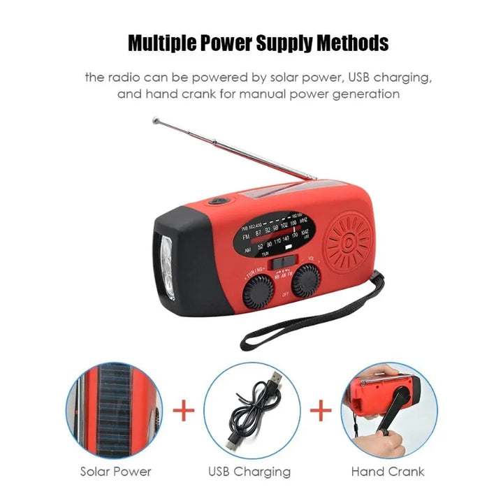 Emergency Hand Crank Radio with LED Flashlight FM AM WB NOAA Weather Radio 600mAh USB Charging Emergency Waterproof Camping