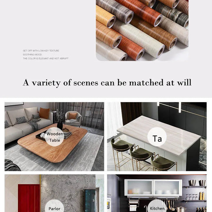 Self-adhesive Wall Wallpaper Wood Grain Striped Peel and Stick Wallpaper Removable Self-adhesive Vinyl Furniture Dormitory Home