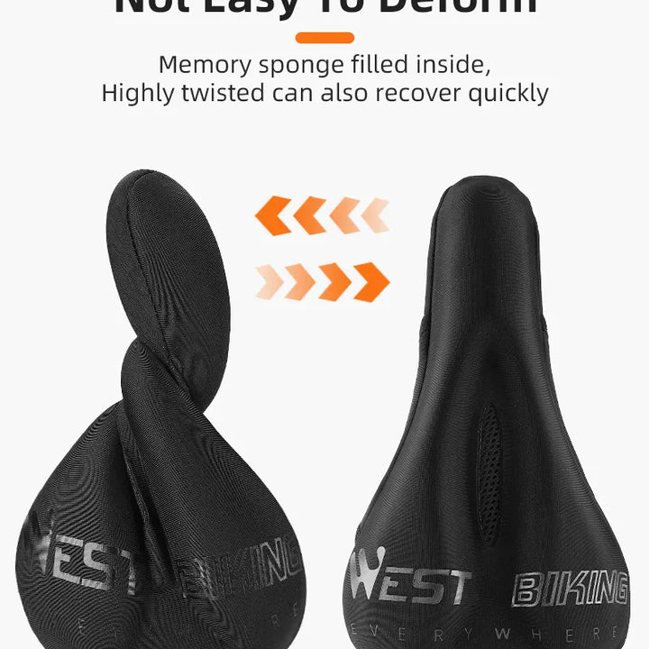 WEST BIKING Comfortable Bicycle Saddle Cover Breathable Rebound Silicone Foam Bike Seat Cover With Rain Cover Bike Accessories