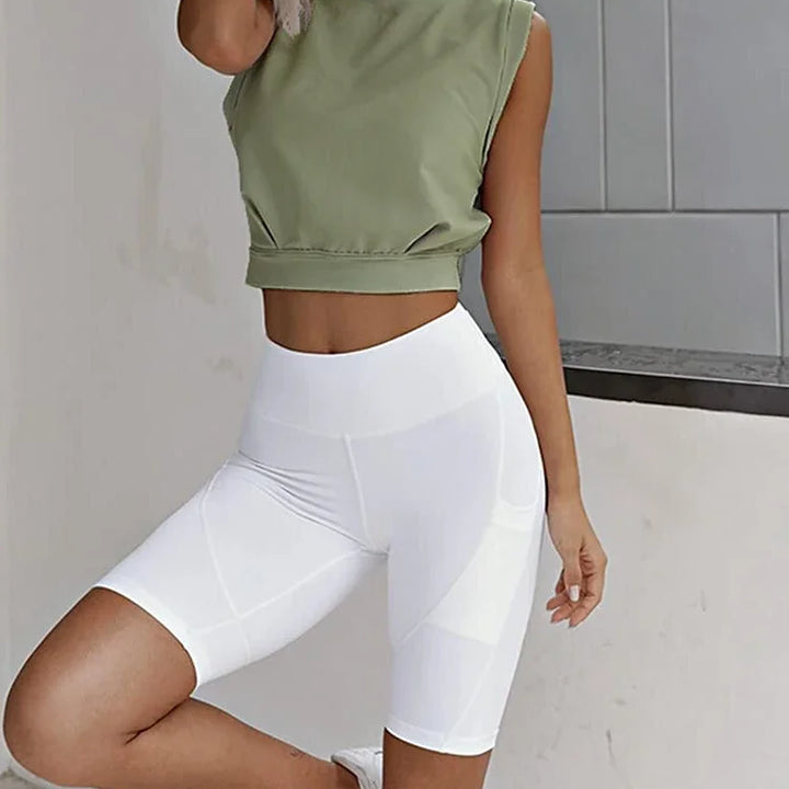 Crop Top Cotton Shirts for Women Cute Sleeveless Yoga Tops Running Gym Workout Shirts Casual Fitness Loose Female T-Shirt