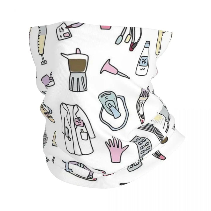 Custom Nursing Pattern Nurse Bandana Neck Gaiter for Ski Cycling Women Men Wrap Scarf Health Care Headband Warmer