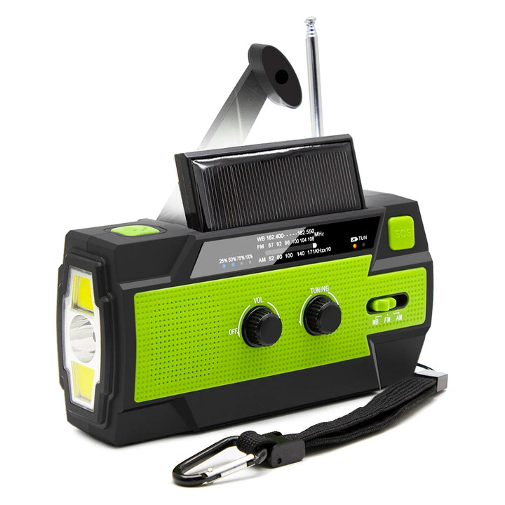 Emergency NOAA Weather Radio,Portable Hand Crank Radio,Solar Powered,AM/FM,SOS Alarm,Flashlight 4000mAh Rechargeable Power Bank