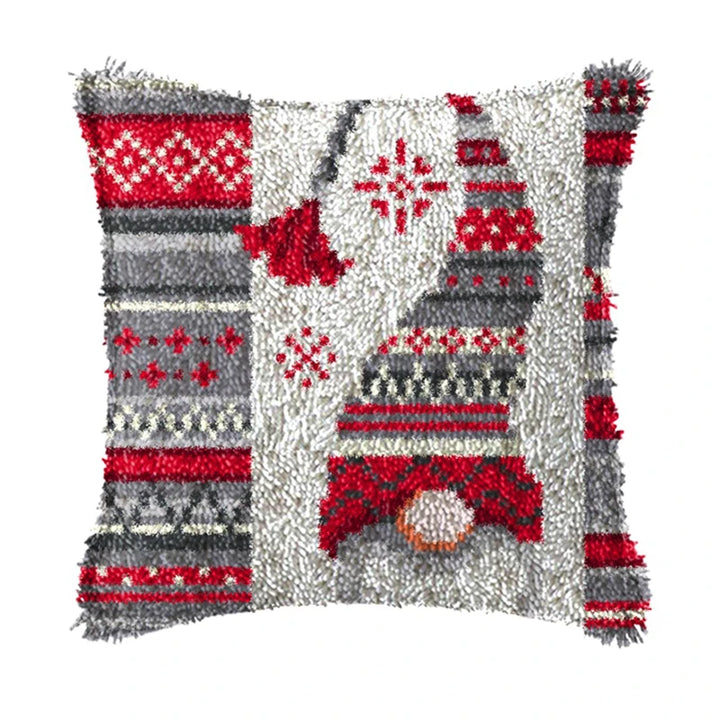 Christmas Vintage Classic Latch Hook Set Embroideried Latch Hook Kits Flower Latch Hook Pillow Button Pad Package Handmade Cross