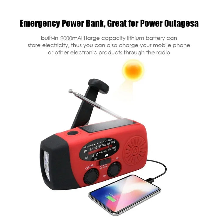 Emergency Hand Crank Radio with LED Flashlight FM AM WB NOAA Weather Radio 600mAh USB Charging Emergency Waterproof Camping