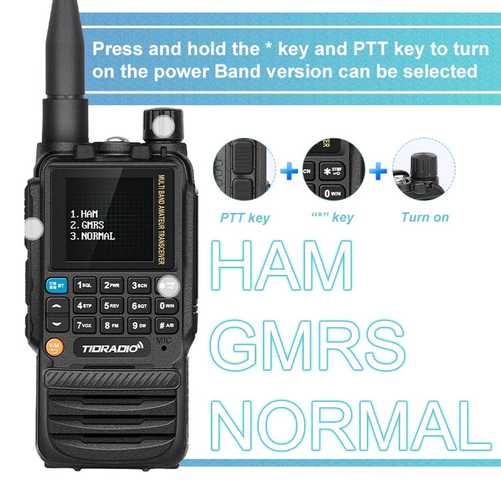 TIDRADIO H3 Long Range Walkie Talkies Wireless Programming Amateur Tow Way Radio Air Band Wireless Station Commutator HAM GMRS