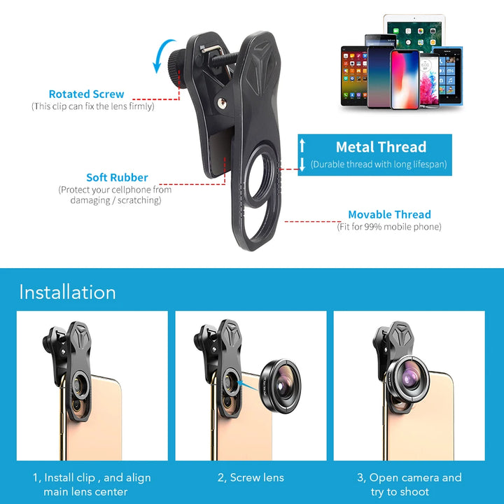 APEXEL For dropshipping camera phone lens 100mm macro Mobile lens macro Camcorder lenses for iPhone Samsung all smartphone