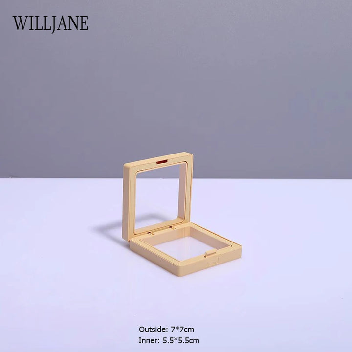 Transparent PE Film Jewelry Storage Box Color 3D Floating Display Frame Coin Dustproof Exhibition Ring Earrings Organizer Case