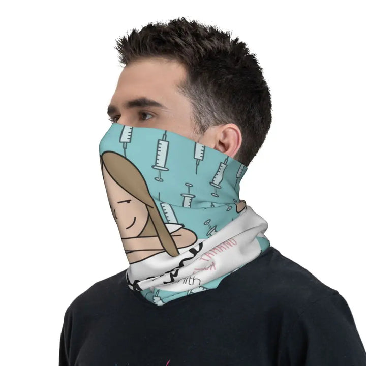 Custom Nursing Pattern Nurse Bandana Neck Gaiter for Ski Cycling Women Men Wrap Scarf Health Care Headband Warmer