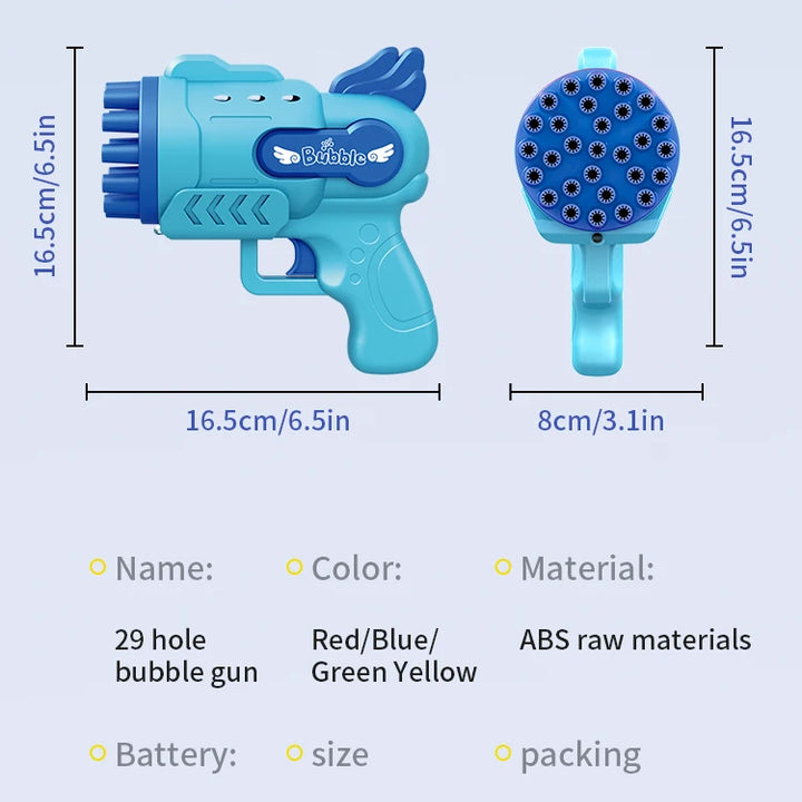 Light-Up Bubble Gun - 29-Hole Gatling Blaster for Boys & Girls 6-14 Years Old (Battery & Bubble Liquid Not Included)