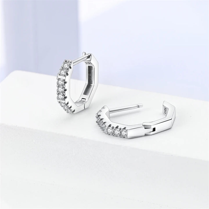 925 Sterling Silver Earring Round Shape Hoop Earrings Color Zircon Geometry Simple Jewelry Women Girl Evening Party Gifts