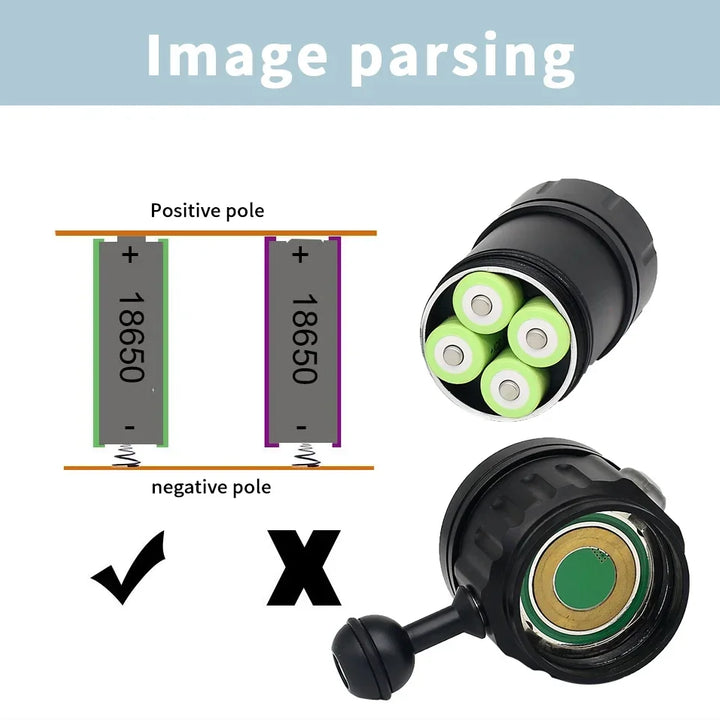 Professional Underwater Photography Light Highlight 20000Lumens Diving Flashlight Underwater 100M Waterproof Video Fill Light