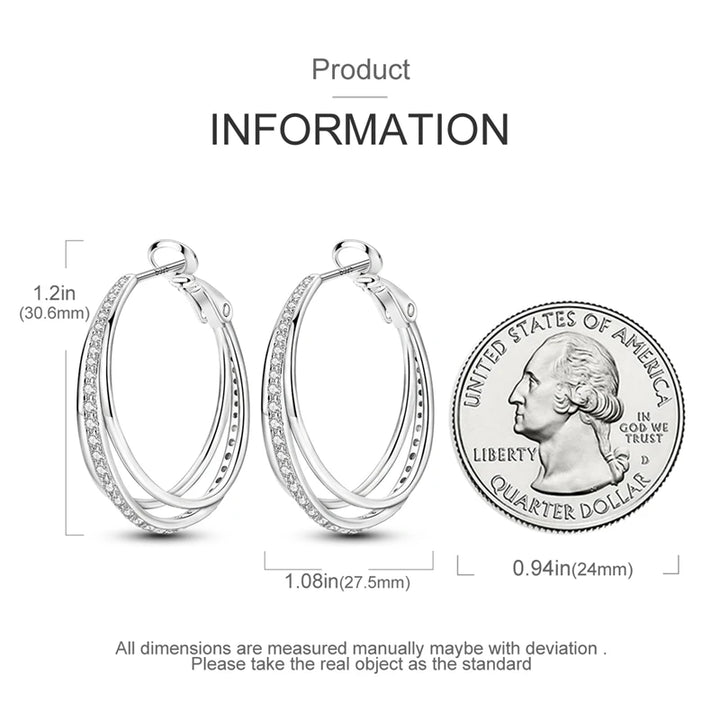 925 Sterling Silver Earring Round Shape Hoop Earrings Color Zircon Geometry Simple Jewelry Women Girl Evening Party Gifts