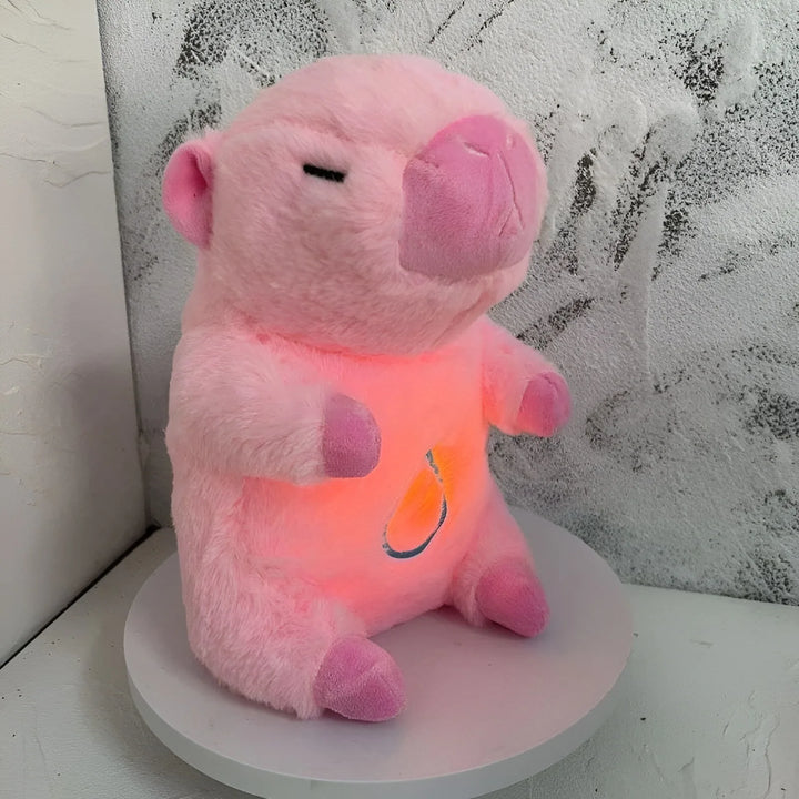 Stock soothing new breath light sound cute leering cat music early education doll stuffed animals