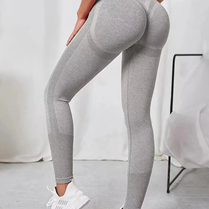 Women Seamless Solid Leggings Knit Slim Leggings High Waist Hip Liftting Fashion Elastic Fitness Yoga Tights Gym Workout Pants