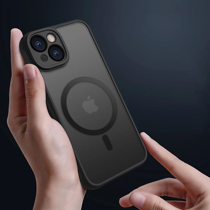 Magnetic Super Grip Fit TPU+Frosted PC Shock-Absorbing Structure Case Cover for iPhone 13 14 15 16 Pro Max Plus