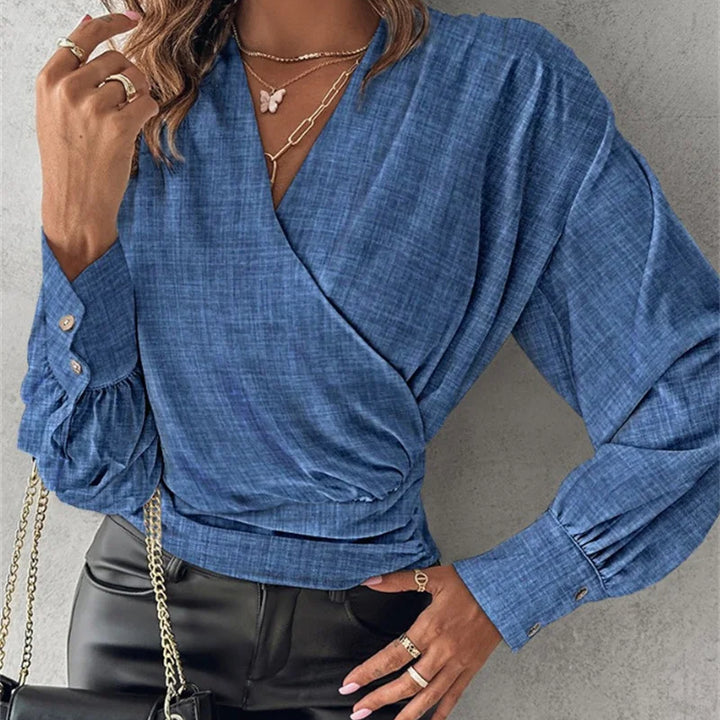 Sexy V Neck Long Sleeve Shirts Blouses Office Ladies Spring Summer Fashion Elegant Solid White Blouse For Women 2025 Female Tops