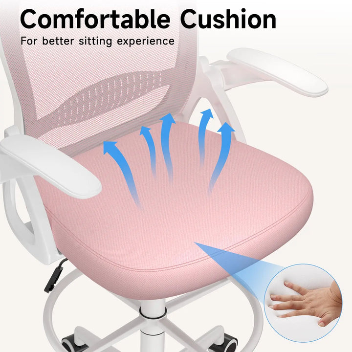 naspaluro Drafting Chair Tall Office Chair Ergonomic Desk Chair Swivel Painting Chair Adjustable Footrest Ring for Office Home