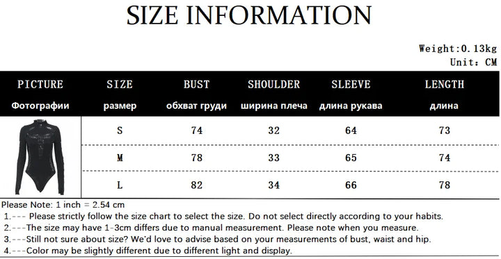 Candyhot Sexy Hollow Out High Collar Bodysuit Bodycon Y2K Long Sleeves Fashion T Shirts Women Gothic Punk Streetwear Bodysuits