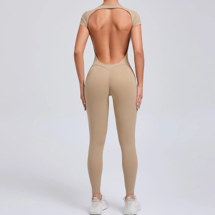 Yoga Set Sexy Backless One-piece Suit Female Rompers Quick Dry Yoga Clothing Workout Bodysuits Flared Sports Jumpsuit Women