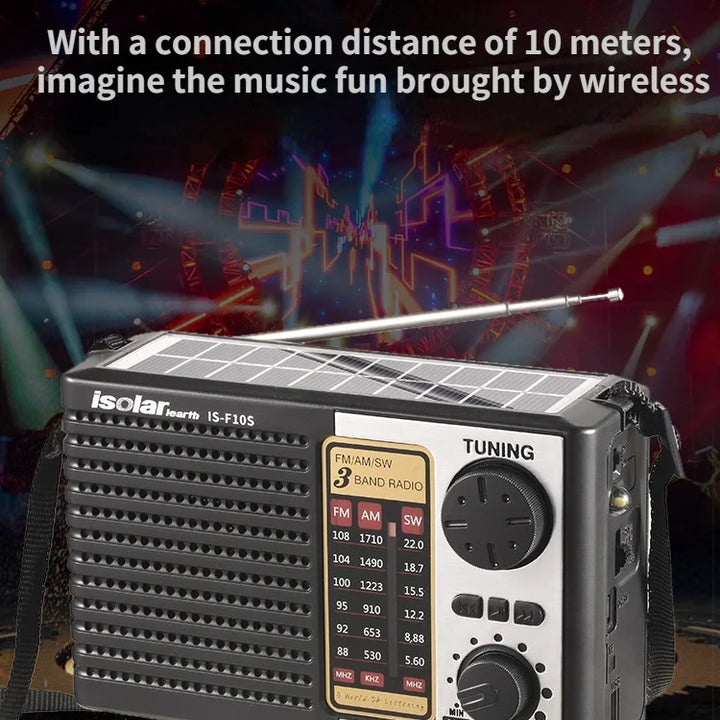 Wireless Bluetooth Speaker LED Flashlight FM AM SW Radio Solar Charging Emergency Radio Full Band High Sensitivity