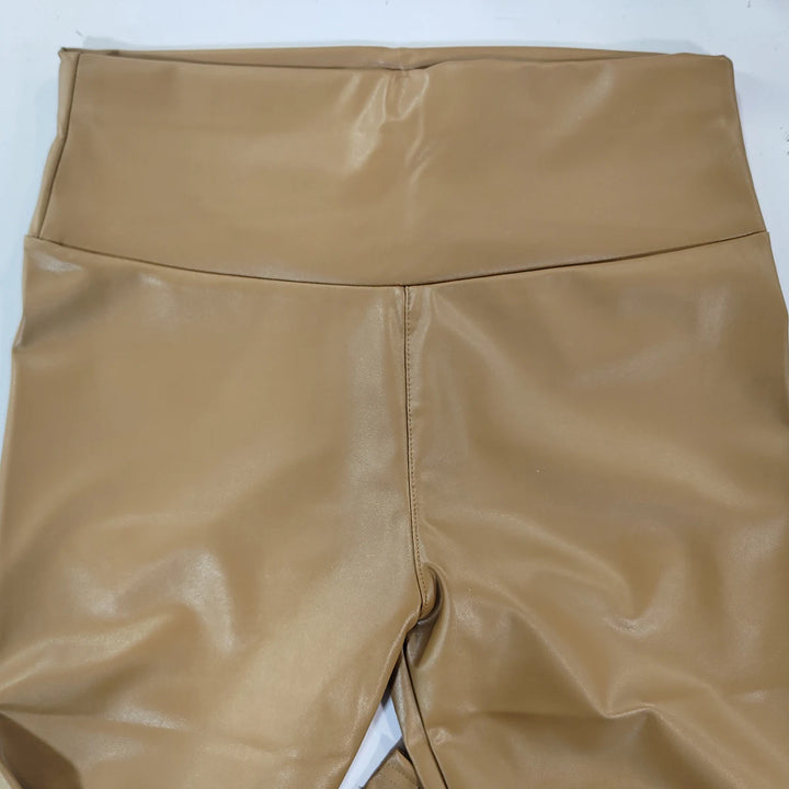 PU Leather Leggings Women Sexy Scrunch Butt Leggings Girls Faux Leather Pants High Waist Push Up Casual Leggings 6 Color