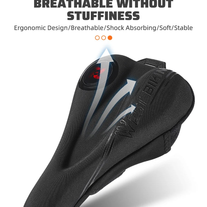 WEST BIKING Comfortable Bicycle Saddle Cover Breathable Rebound Silicone Foam Bike Seat Cover With Rain Cover Bike Accessories