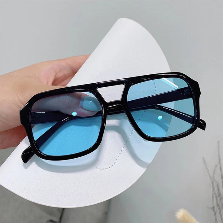 Popularity Vintage Style Yellow Women's Sunglasses New Trendy Pilot Sunglasses Men Oversized Square Candy Color Eyewears UV400
