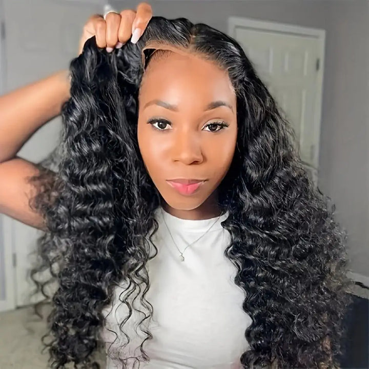 Curly Wigs Lace Frontal wig 5x5 Human Hair 4x4 Natural 30 40 Inch Deep Wave Glueless Closure Wigs For Women Lace Front wigs