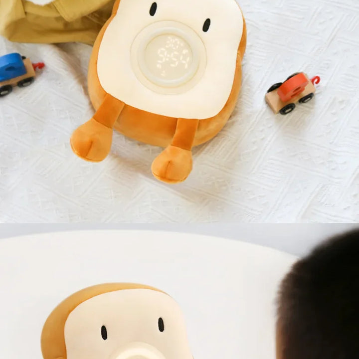 Cartoon Plush Toast Digital Alarm Clock with USB Charging, Kids Desktop Electronic Clock with Vibration Function, Bedside Decor