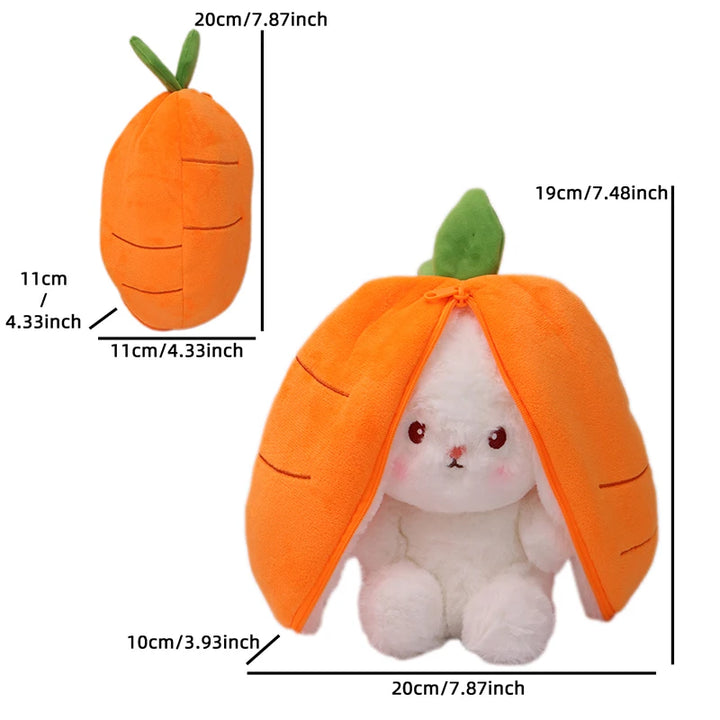 Kawaii Fruit Bunny Plush Toy Cute watermelon StrawberryCarrot  Reversible Rabbit Zipper Plush Toy Kids Birthday Gift