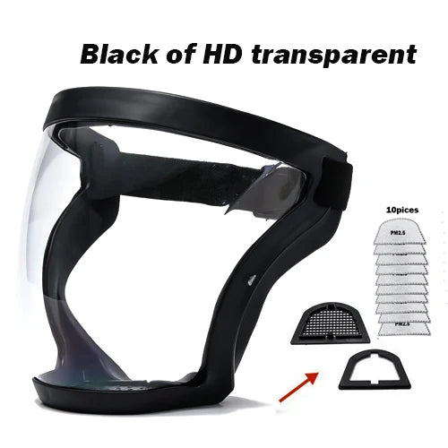 Mask Face Shield Glasses HD TP Super Protective Anti-fog Full Face Shield Head Covering Reusable Kitchen Security Protection New