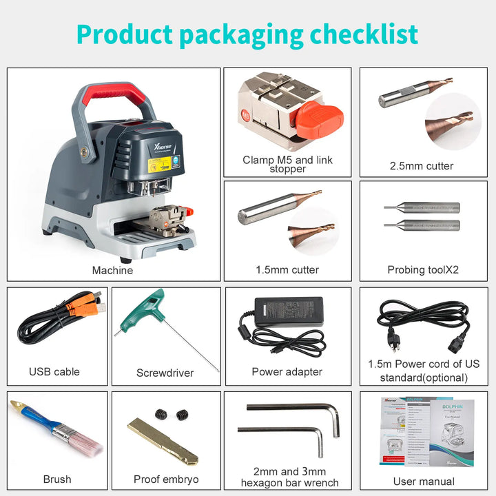 V2.2.2 Xhorse Condor Dolphin XP005 XP-005 Automatic Key Cutting Machine With M5 Clamp