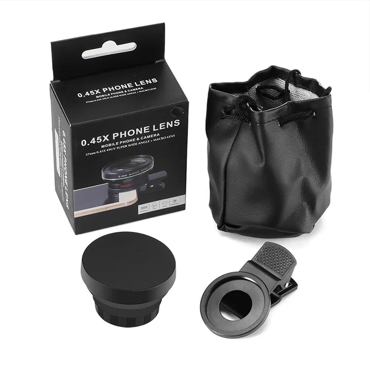 New HD 37MM 0.45x Super Wide Angle Lens with 12.5x Super Macro Lens for iPhone Samsung Smartphones Camera Phone lens Kit