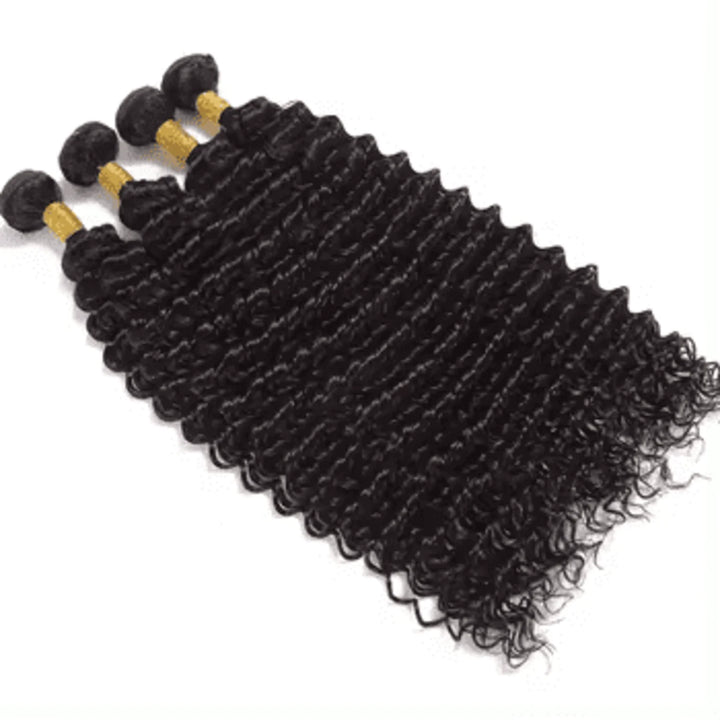 Deep Wave 4 Bundles Human Hair 18 20 22 24 Inch 10A Brazilian Virgin Curly Human Hair Bundles Double Weft Deep Wave