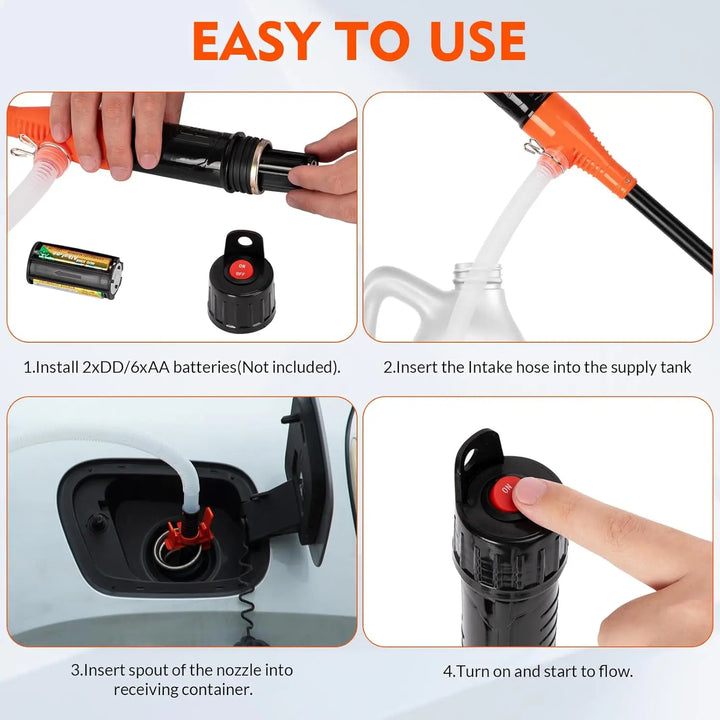 Electric Oil Pump Siphon Liquid Transfer Pump Handheld Pump Battery Operated Water Gas Tools Portable Car Siphon Petrol Fuel
