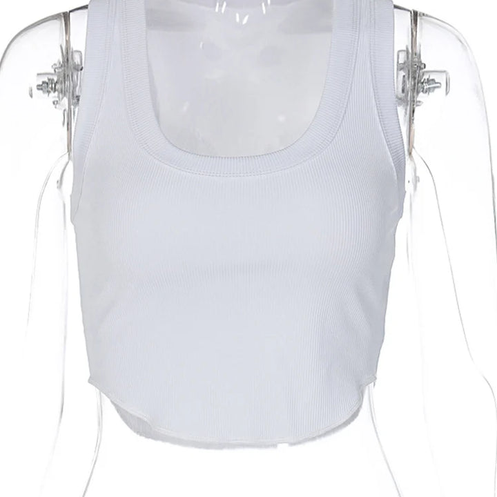 Ribbed Square Neck White Sexy Slim Y2K Crop Tank Top Summer Women Goth Clothes Streetwear Vacation Casual Wholesale