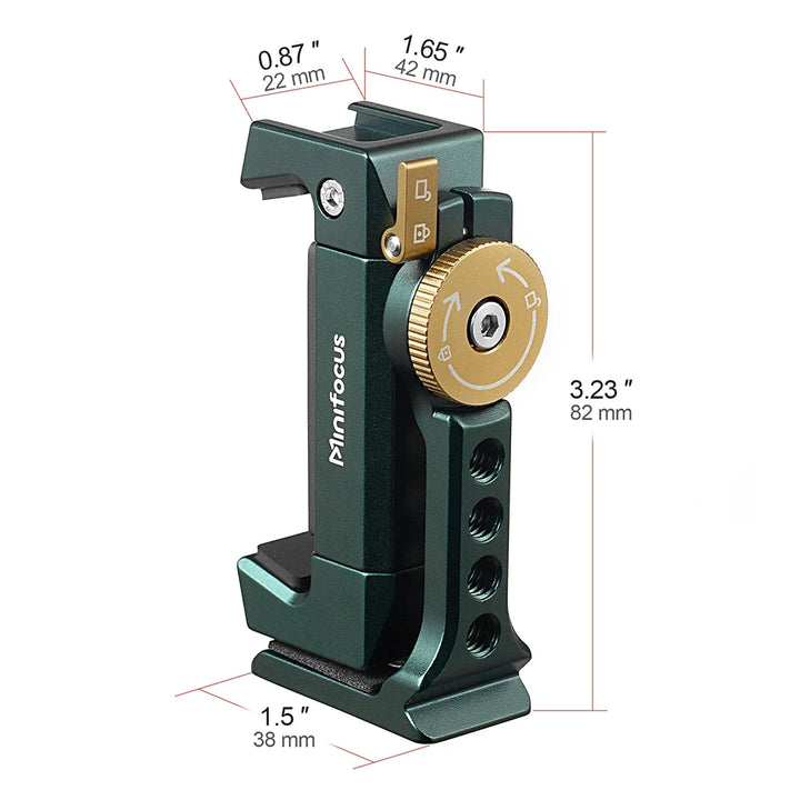 Metal Phone Holder Clamp With Cold Shoe Arca 360°Rotatable Tripod Mount Clip for TikTok Vlog Smartphone Video Photography