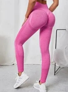 Women Seamless Solid Leggings Knit Slim Leggings High Waist Hip Liftting Fashion Elastic Fitness Yoga Tights Gym Workout Pants