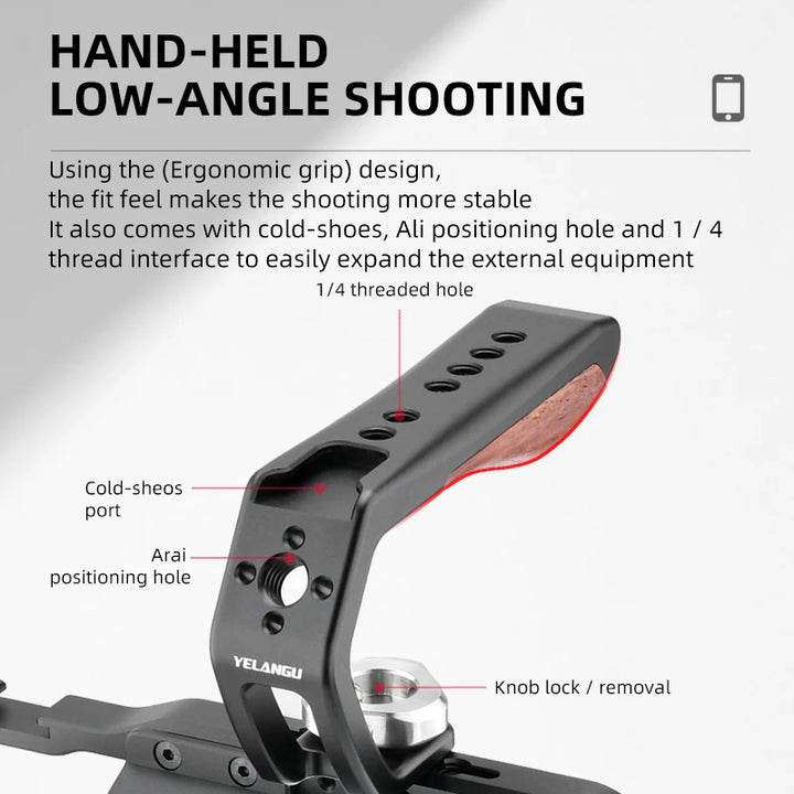 YELANGU Universal Smartphone Video Rig Phone Cage Handle For iPhone Android Handheld Stabilizer Accessories for Cell Phone
